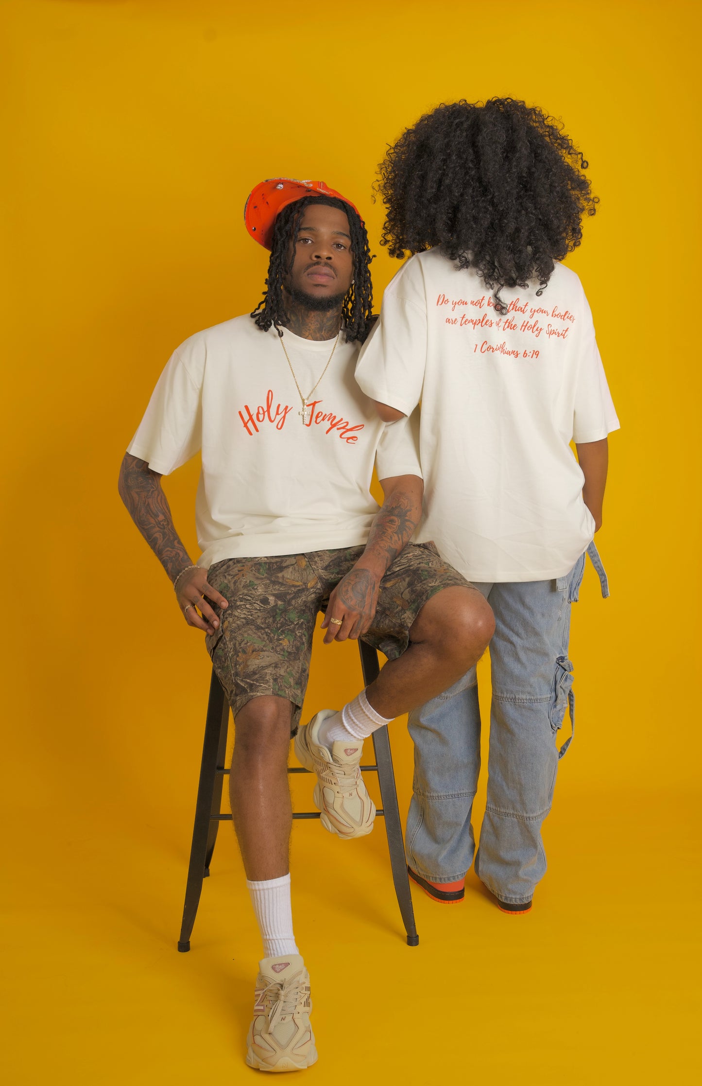 Holy Temple Tee (Cream/Orange)