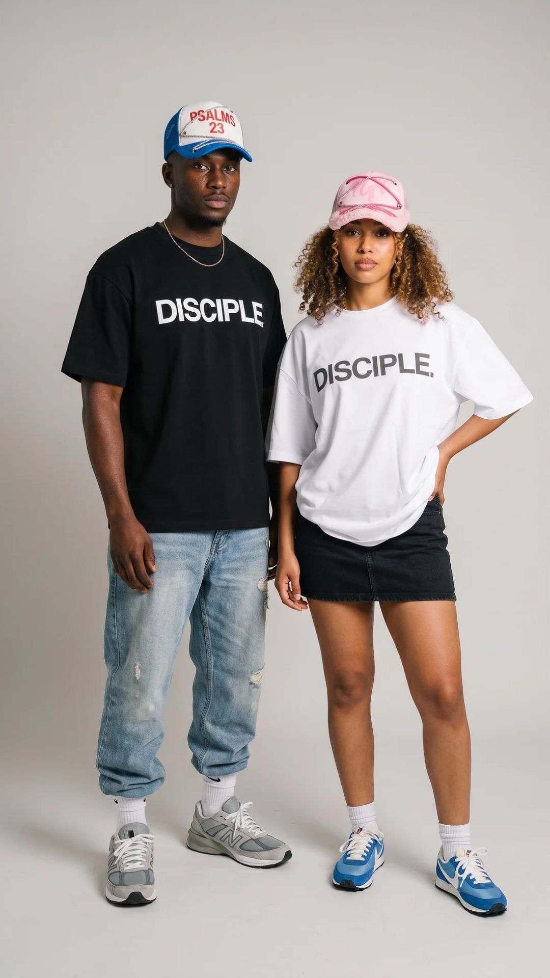 Couple wearing DISCIPLE tees — Build Your Own Set
