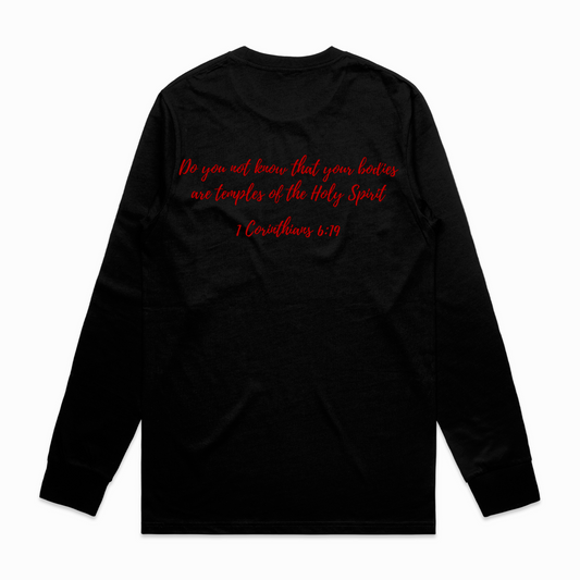 Holy Temple Long Sleeve Tee (Blk/Red)