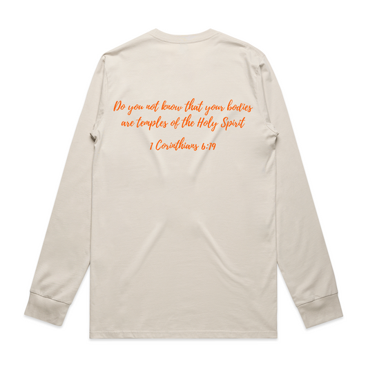 Holy Temple Long Sleeve Tee (Crm/Org)